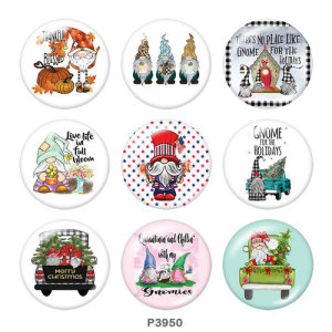 20MM Christmas Print glass snaps buttons