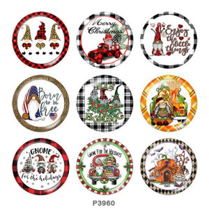 20MM Christmas Print glass snaps buttons