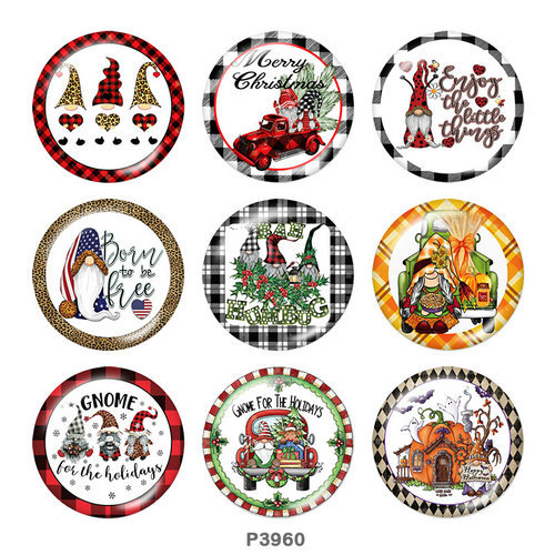20MM Christmas Print glass snaps buttons