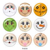 20MM Christmas Print glass snaps buttons