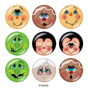 20MM Christmas Print glass snaps buttons