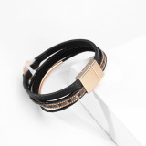 Multi layer copper tube inlaid diamond magnetic clasp Bracelet