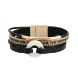 Multi layer copper tube inlaid diamond magnetic clasp Bracelet