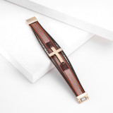 Multi layer Bracelet lovers' hand decoration ethnic style cross embossed leather magnetic clasp Bracelet