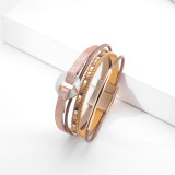 Multi layer copper tube inlaid diamond magnetic clasp Bracelet