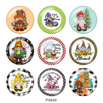 20MM Christmas Print glass snaps buttons