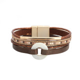 Multi layer copper tube inlaid diamond magnetic clasp Bracelet