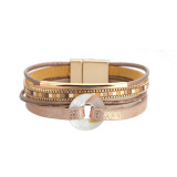 Multi layer copper tube inlaid diamond magnetic clasp Bracelet