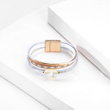 Multi layer copper tube inlaid diamond magnetic clasp Bracelet