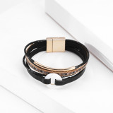 Multi layer copper tube inlaid diamond magnetic clasp Bracelet