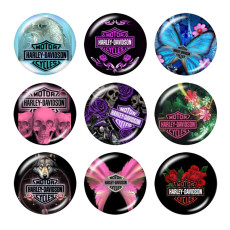 20MM Harley Motors car Print glass snaps buttons