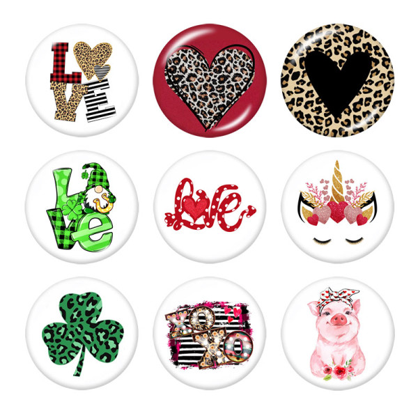 20MM love Print glass snaps buttons