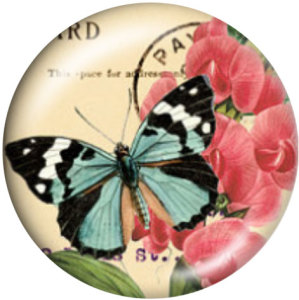 20MM butterfly Print glass snaps buttons