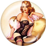 20MM lady Print glass snaps buttons