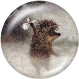 20MM hedgehog Print glass snaps buttons