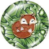 20MM fox Print glass snaps buttons