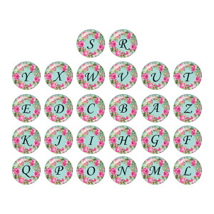20MM Alphabet snap button 26 words glass  interchangable snaps jewelry