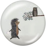 20MM hedgehog Print glass snaps buttons