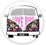 20MM School Bus car Print glass snaps buttons