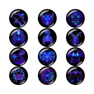 20MM Birthstone  12 constellations glass snap bottom