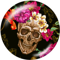 20MM skull Print glass snaps buttons