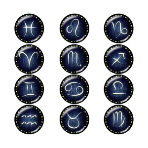 20MM Birthstone 12 constellations glass snap bottom