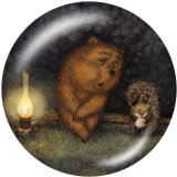 20MM hedgehog Print glass snaps buttons