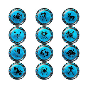 20MM Birthstone 12 constellations glass snap bottom