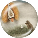 20MM hedgehog Print glass snaps buttons