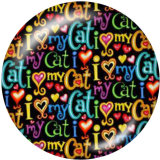 20MM cat Print glass snaps buttons