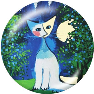 20MM cat Print glass snaps buttons