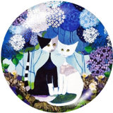 20MM cat Print glass snaps buttons