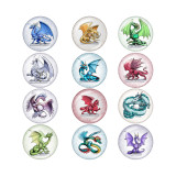 20MM  Dragon Birthstone 12 constellations glass snap bottom