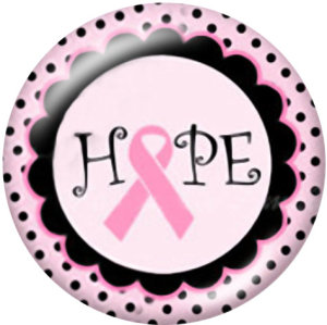 20MM pink Ribbon hope Print glass snaps buttons