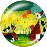 20MM cat Print glass snaps buttons