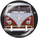 20MM School Bus car Print glass snaps buttons