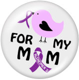 20MM pink Ribbon hope Print glass snaps buttons