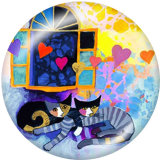 20MM cat Print glass snaps buttons