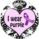 20MM pink Ribbon hope Print glass snaps buttons