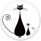 20MM cat Print glass snaps buttons