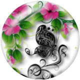 20MM butterfly Print glass snaps buttons