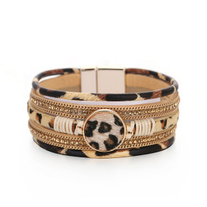 Horse hair multilayer hand woven leopard pattern magnetic clasp Bracelet