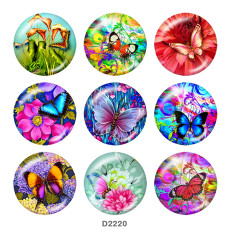 20MM butterfly Print glass snaps buttons