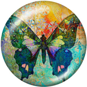 20MM butterfly Print glass snaps buttons