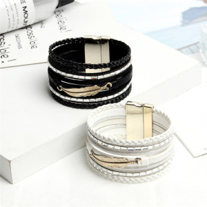 Multi layer Bracelet woven Bracelet leaf wide edge Bracelet
