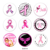 20MM Pink Ribbon glass snaps buttons