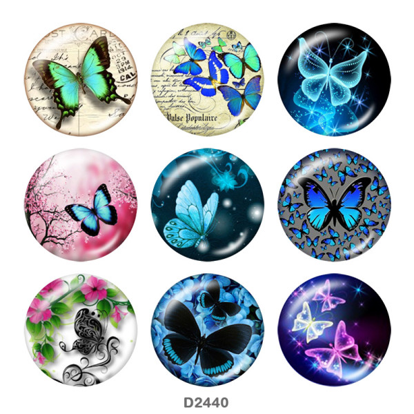 20MM butterfly Print glass snaps buttons