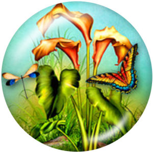 20MM butterfly Print glass snaps buttons