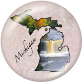 20MM Map Print glass snaps buttons