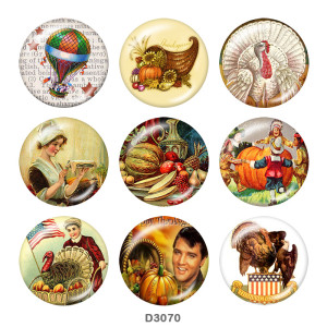 20MM Thanksgiving Print glass snaps buttons